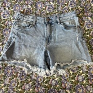Denim Frayed Hem Women Shorts